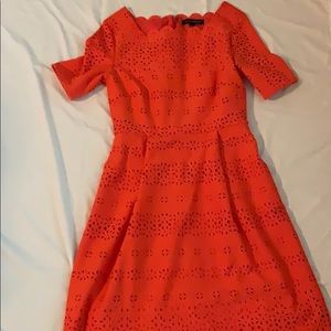 Bright orange fit and (slightly) flare dress.